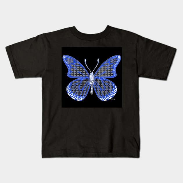 black butterfly mariposa ecopop art Kids T-Shirt by jorge_lebeau